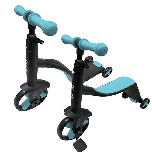 Nadle 2 in 1 Adjustable Mint Ride-On Balance Trike and 3 Wheel Scooter 2-6 Year Old Kids Boy or Girl