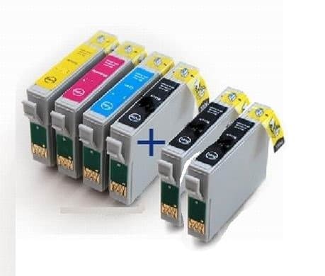 6 (SET + 2 BLACK) Compatible T1285 Ink Cartridges for Epson Stylus S22 SX125 SX130 SX235W SX420W SX425W SX435W SX438W SX445W SX445WE