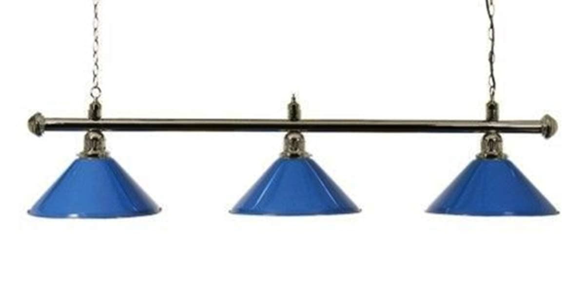 ROSETTA LUXURY CHROME 60 INCH POOL BILLIARD SNOOKER TABLE LIGHT BLUE SHADE ISLAND LIGHTING
