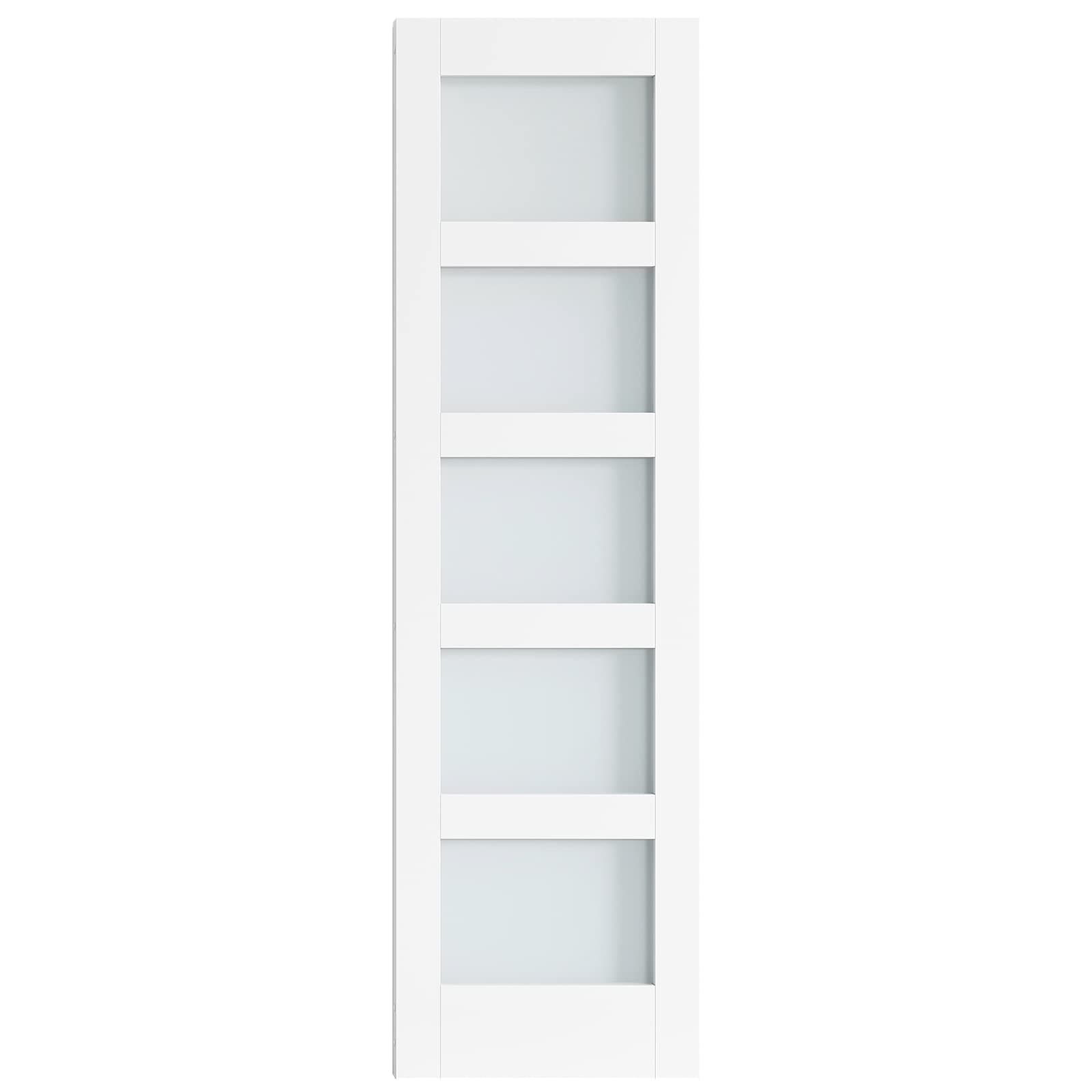 24 in x 84 in Sliding Closet Door, 5-Lite Frosted Glass, LVL Wood Panel, PVC Surface, Assembly Needed Interior Doors for Bathroom, Living Room, White