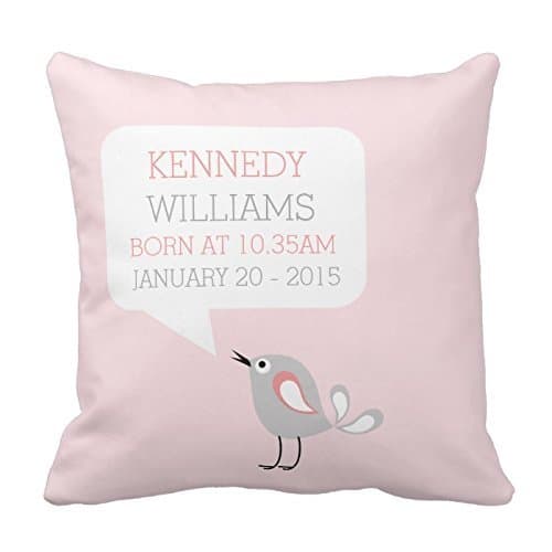 Baby Birth Keepsake Custom Pillowcase | Pastel Pink Cotton Cushion Cover18" x18"