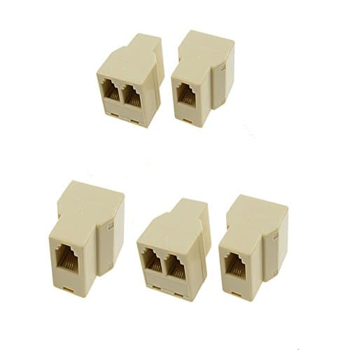 GFORTUN 5pcs RJ11 1 Male to 2 Female Plug 6P4C RJ11 Plug Telephone RJ11 Connectors Splitter Lines Cable Sharing Jointer Adapter Converter