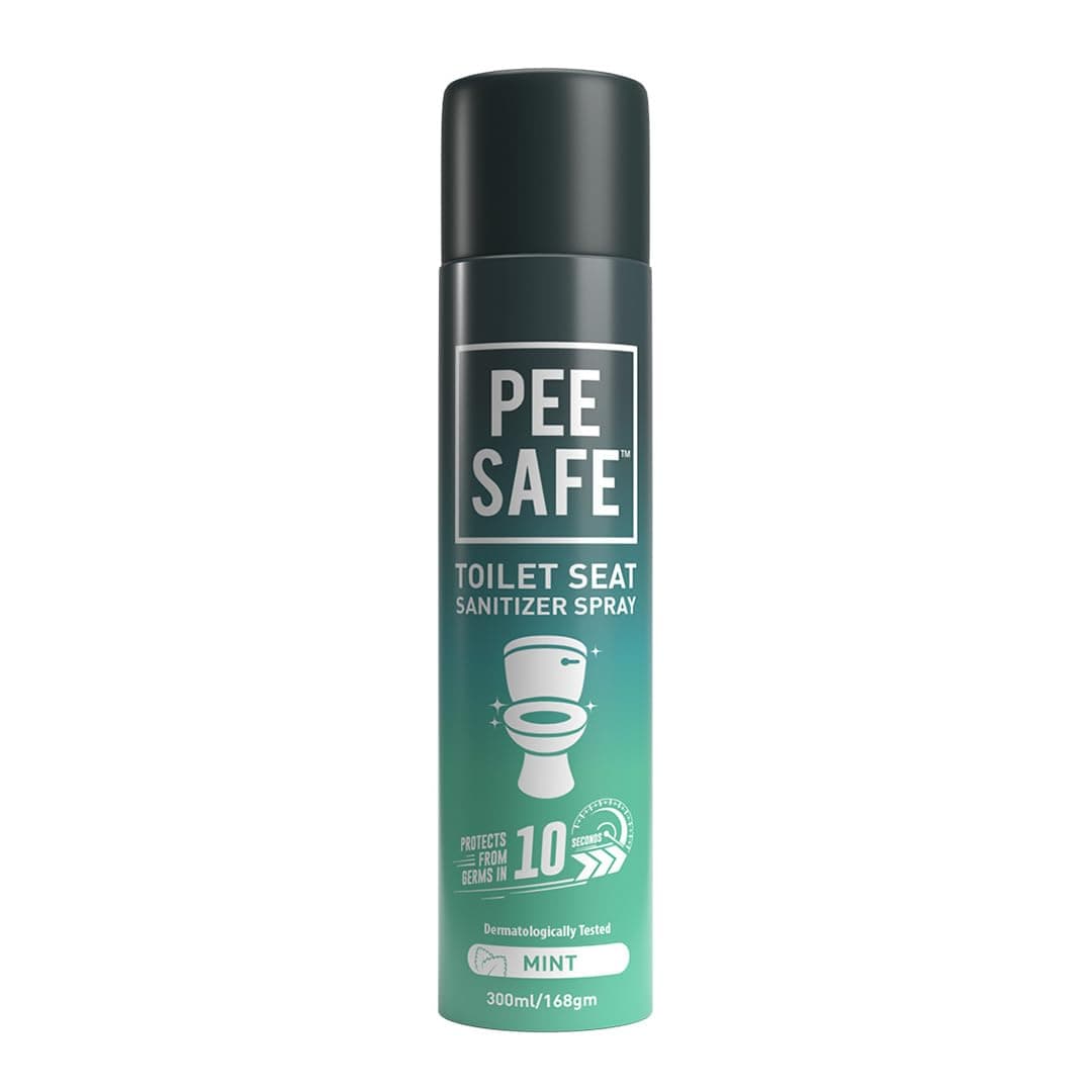 Pee Safe Toilet Seat Sanitizer Spray (Mint) | Reduces The Risk Of UTI & Other Infections | Protects From 99.9% Germs in 10 Seconds & Travel Friendly | Anti Odour | 300 ml