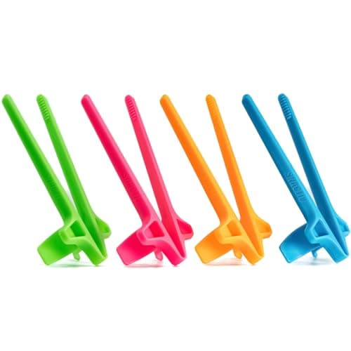 SNACTIV LITE Finger Chopsticks for Gamers - Set of 4 Neon - As Seen on Shark Tank! Official Game Snack Tool - Easy to Enjoy Snacks & Chips - Innovative Solutions