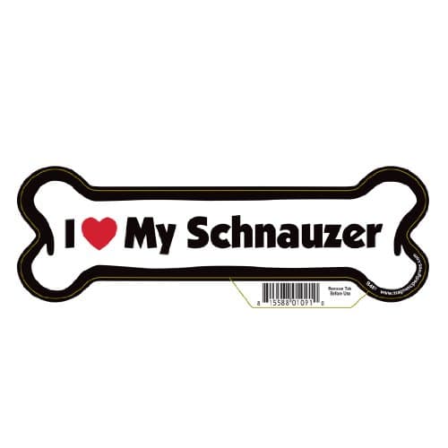 7" Dog Bone Magnet - Works Great on Cars, Refrigerators, Mailboxes and More (I Love My Schnauzer)
