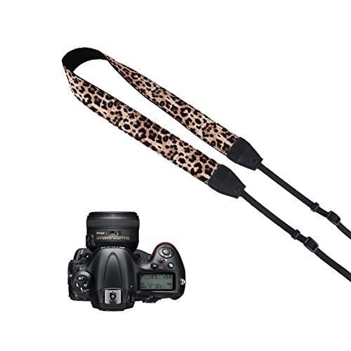 Pleter Brown Leopard Pattern Cotton Canvas Fabric Neck Shoulder Strap Camera Strap for DSLR, SLR, and Digital Camera, for Nikon, Canon, Samsung ETC 0730