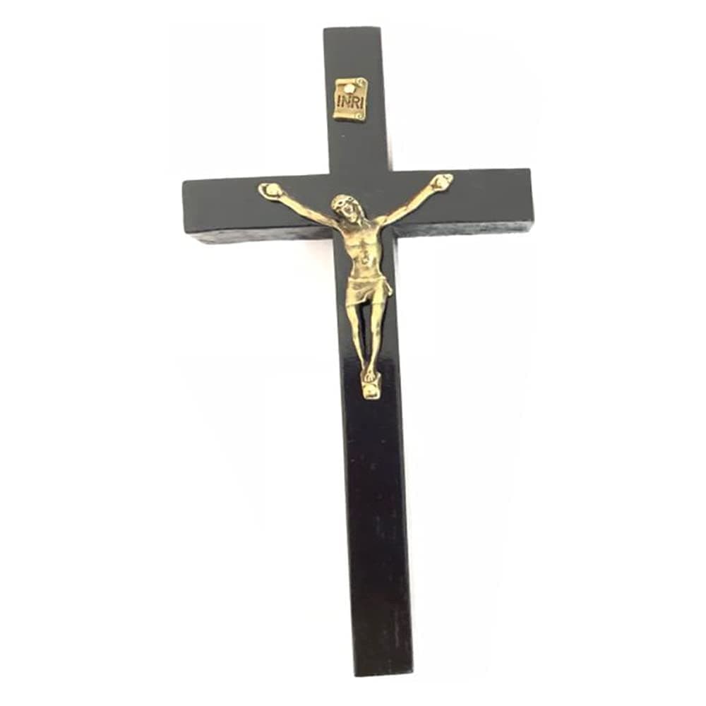 QYEW Crucifix Wall Cross Plaque Wall Hanging Catholic Crucifix Ornament to Decorate the Living Room, Study, Office Black