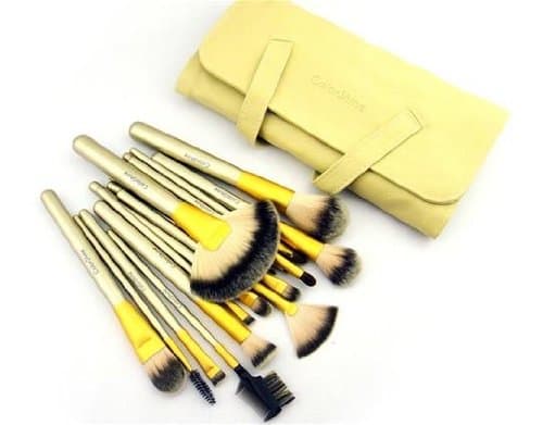 Cosmetic Professional Makeup Brush Set (Yellow) 18 Piece