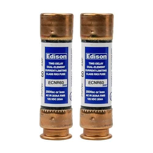 (2 Pack) ECNR60 - Edison Time Delay Fuse - 60 Amp 250V - RK5 Dual Element
