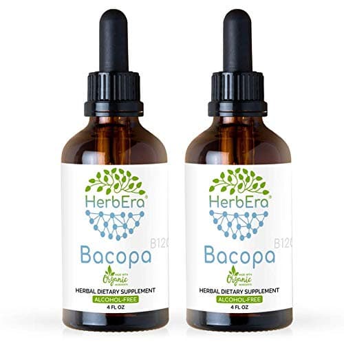 Bacopa B120 (2pcs) Alcohol-Free Herbal Extract Tincture, USDA Organic Concentrated Liquid Drops Natural Bacopa (Bacopa Monnieri) Dried Herb (2x4 fl oz)