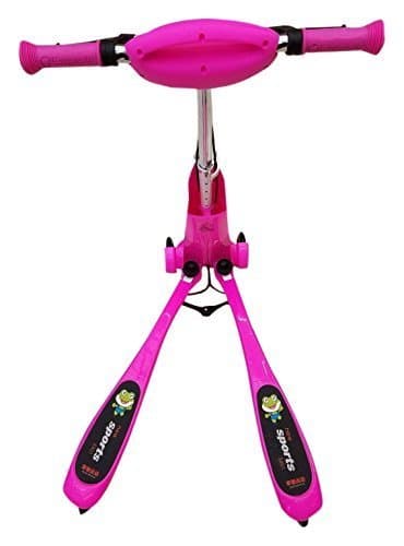 Kid Frog Scissor Motion Kick Scooter with Dual Hand-Break PU Rainbow Lighting Wheel, Pink