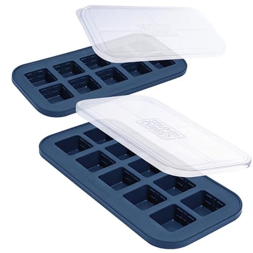 Souper Cubes 2 Tbsp. Silicone Freezer Molds - Perfect for Storing Garlic, Herbs, Ginger, Pesto, Tomato Paste, Lemon Juice, Purees and More - Silicone Baby Food Freezer Tray - Blueberry – 2-Pack