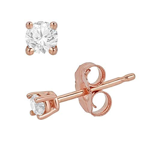 Eleganti0.10-0.50 Carat Total Weight Round Natural Diamond Stud Earrings for Women in 14K White, Yellow, or Rose Gold with Push Backs (0.30cttw and up IGL Certified) - (JK Color, I1 Clarity)