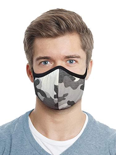 Designers Union Premium Face & Mouth Mask,3 Layers, Washable, Reusable Quality Cotton/Polypropylene Sewn in Filter Face Masks. Made in USA-(Gray Camo 2PC)