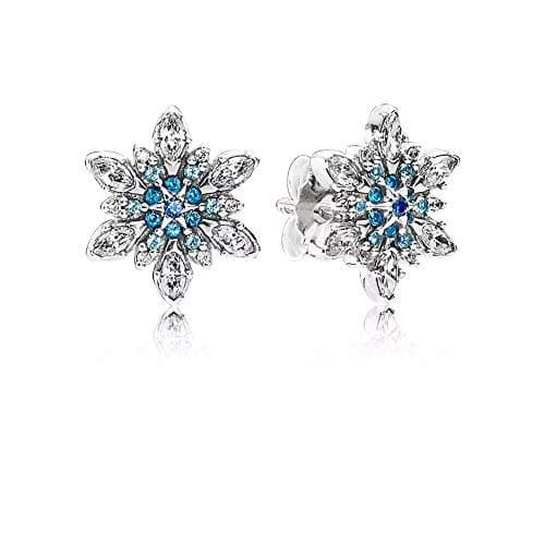 Stone BeadsStonebeads Crystallised Snowflake Stud Earrings in 925 sterling silver set with clear cubic zirconia stones and crystals in beautiful blue Stones.