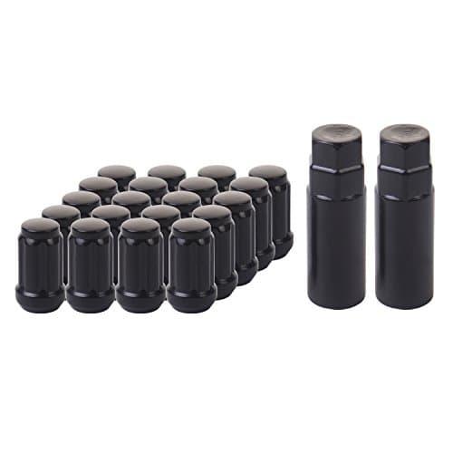 HanAuto Black Lug Nuts with 2 Key (12mm x 1.5 Thread Size) - Pack of 20 Wheel Lug Nuts, 63512K202