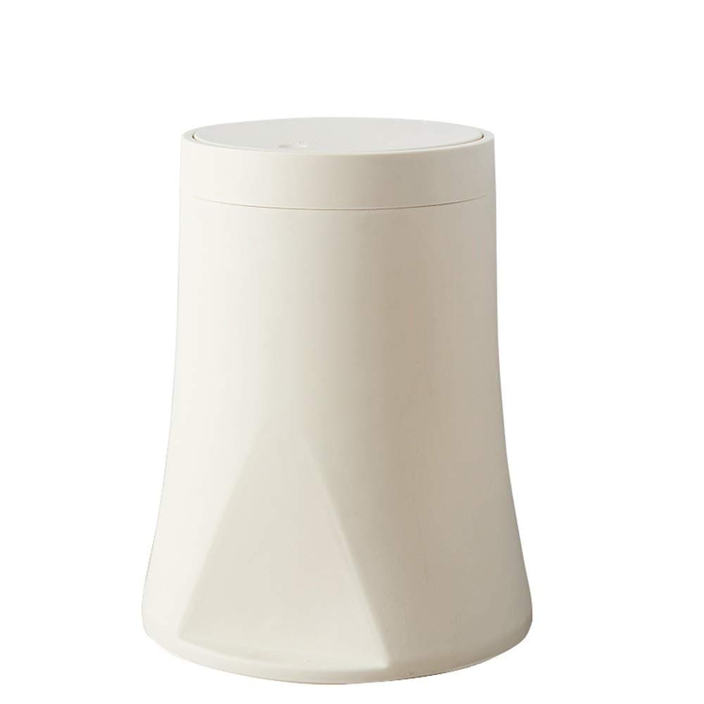 SGHTYJ Waste Bin Trash Can Living Room With Lid Large Kitchen Bathroom Simple Push-On Paper Basket, Beige