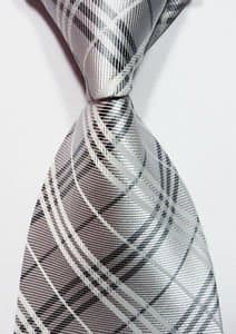 Scott Alone : New Classic Silver 100% New Jacquard Woven Silk Men's Tie Necktie