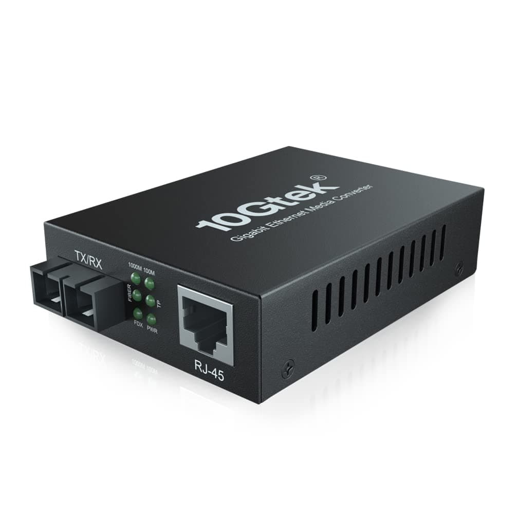 ipolex Gigabit Ethernet Fiber Media Converter, 10/100/1000M RJ45 to 1000M Single-Mode Dual SC Fiber, 1.25Gb/s, up to 20KM