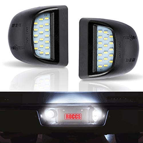 ROCCS Error Free LED License Plate Light Lamp Assembly Replacement For Silverado Suburban Tahoe GMC Sierra 1500 2500 3500 Cadillac Escalade 6000k White LED Lights