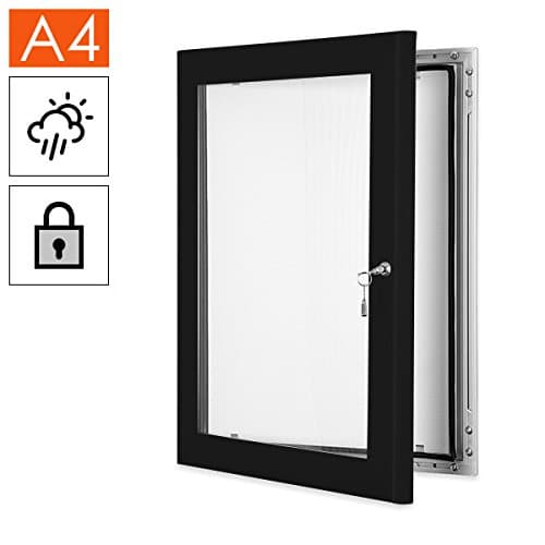 A4 Lockable Poster Case Notice Board, Colour: Black