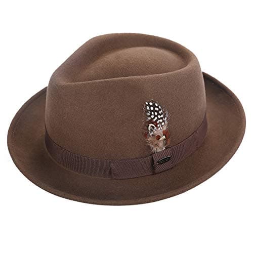 Men Fedora Hats with Feather Australia Wool Felt Trilby Hat