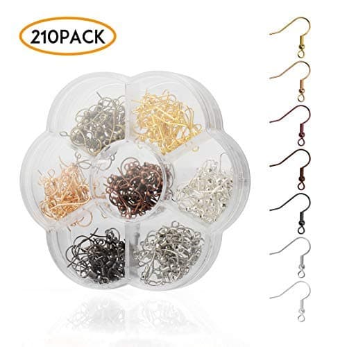Earring Hooks, Fish Ear Wires with Ball for DIY Jewelry Making, 7 Colors, Pack of 210