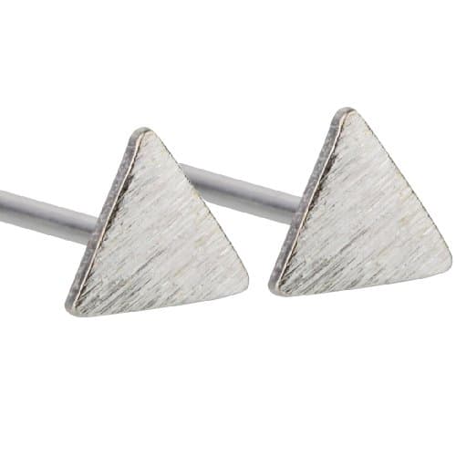 Suhua 925 Sterling Silver Cute Triangle Matte Finish Tiny Stud Earrings