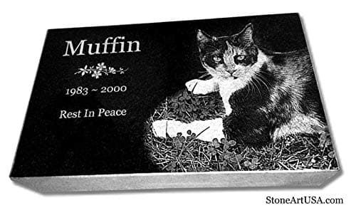 StoneArtUSA Granite Pet Memorial by Eric Personalized Custom Engraved Marker Gravestone Garden Stone Monument Memorial Laser Etched w/Photo Dog Cat Horse Pets 10x6x2