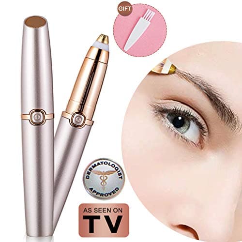 Eyebrow Hair Remover Electric Eyebrow Razor Trimmer Epilator for Women Portable Lightweight Eyebrow Pencil Razor Tool Battery Operated (Battery Not Included) Rose Gold Mom Gift