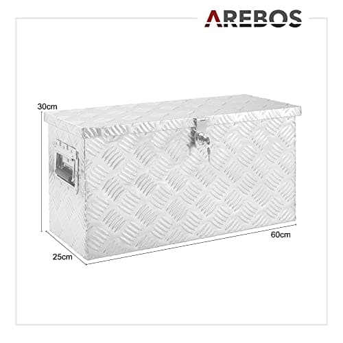 Arebos Truckbox/Toolbox/Aluminium / 40L / Lock with 2 Keys/Silver