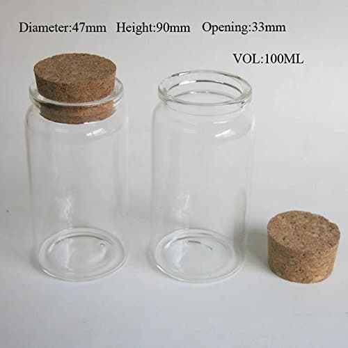 3 x 100ml glass bottle with wood cork, empty corked glass jar, glass container with cork Item