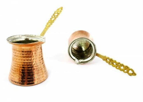 Hand Hammered Copper Turkish Greek Arabic Coffee Pot Ibrik Kettle Jazzva Cezve Briki (L - 275cc - 9.3 oz - 4 demitasse cups)