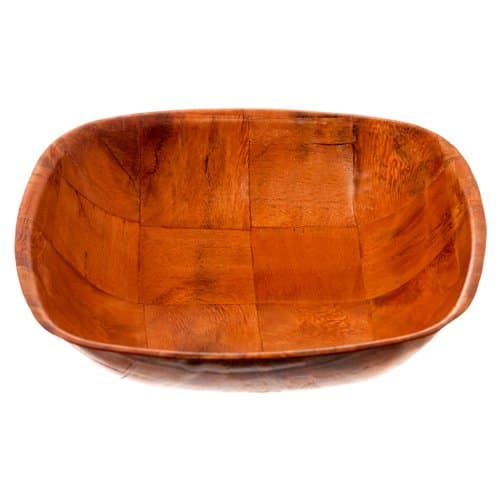 10" x 10" Square Woven Wood Snack or Salad Serving Bowl