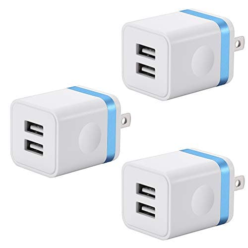 LUOSIKE Wall Charger, USB Charger Plug 3-Pack 2.1A Dual Port USB Power Adapter Charging Block Cube Compatible with Phone Xs/Xs Max/XR/X/8/7/6S/6 Plus, Samsung, LG, Moto, Kindle, Android and More