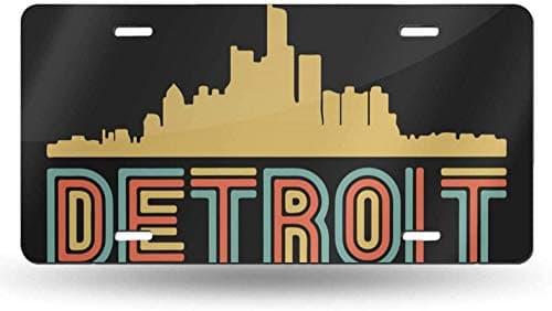 WEIZI Retro Style Detroit Michigan Skyline2 License Plate Personalized Custom Novelty License Tag Sign 6 inch x 12 inch