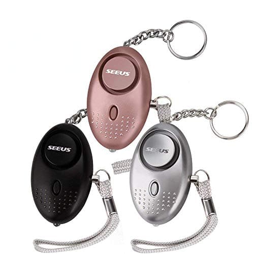 Personal Siren Alarm, SEEUS SOS Emergency Self Defense Security Sound Alarms Keychain Baton LED Light 140 dB Women Kids Elderly Night Workers Student Adventurer 3 Pack (Mixed Color)