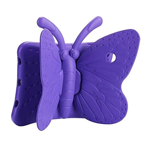 Eightnight Purple Kids Safe Case Non-toxic EVA Foam Light Weight Cute Cartoon Butterfly Design Shockproof Drop Poof Tablet Case Cover With Handle Kickstand for pad 2 3 4 Generation 9.7 Inch