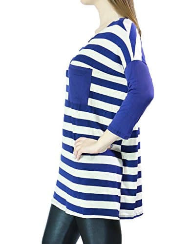 On Sale Super Saver Womens Fashion 3/4 Sleeve Top Collection Variety Styles SMALL BLUE/WHITE