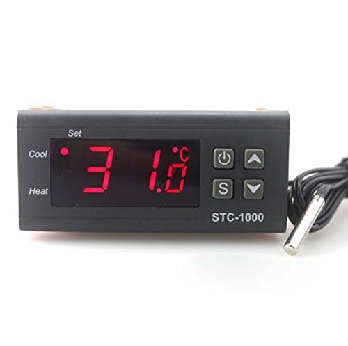 VuHom Two Relay Output LCD Digital Temperature Controller with 2m Sensor 110/220VAC 10A Thermostat for Incubator