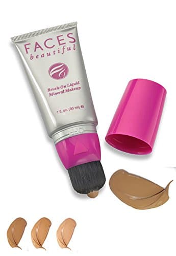 Mineral Makeup Liquid Foundation & Concealer: Professional, Natural & Paraben Free Brush On Cover Up - Best for Oily or Dry Skin - Sun Glow