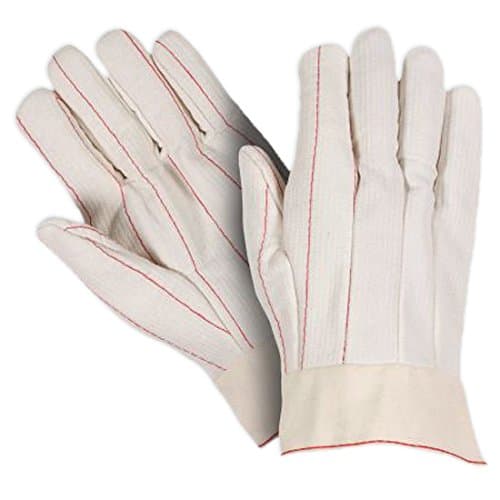 UCHF18WBT Corded Poly/Cotton Outer Oil Field Gloves, Heavy Weight, Non-Woven Liner, Band Top Cuff, White (Pack of 12)