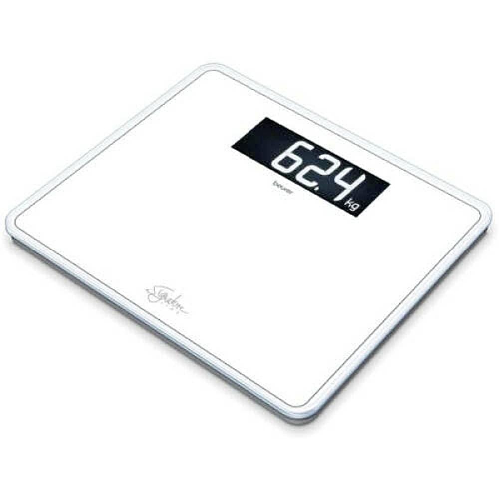 Beurer GS400 Signature Line Glass Bathroom Scale - White Larger standing area Made from safety glass for a robust and stylish finish XL digital display 200kg weight capacity