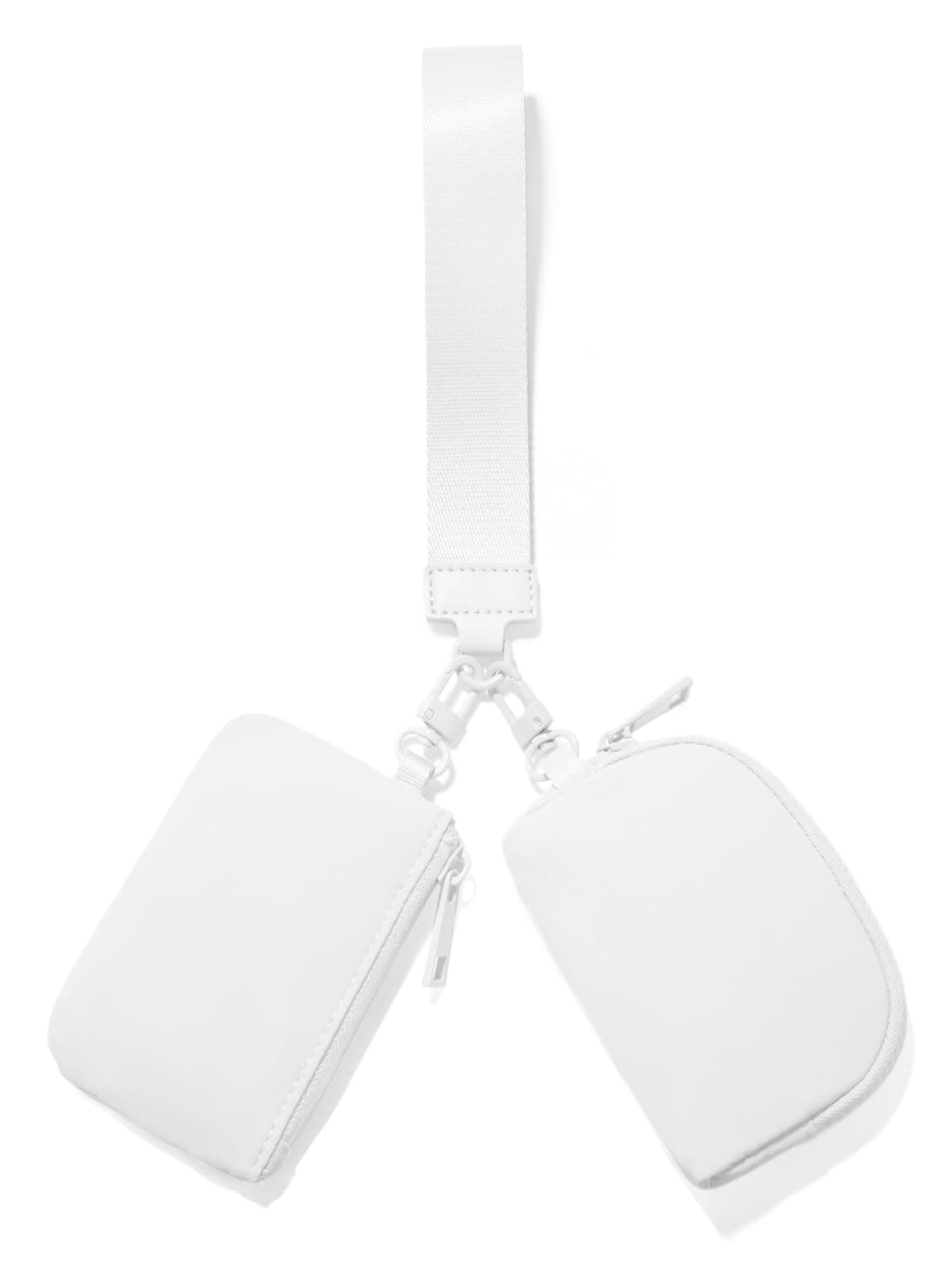 Mini Zip Around Wristlet Wallets for Women Small Portable Coin Purse Dual Pouch Keychain Wristlet Gifts for Women Travel Sports Outdoors (White)