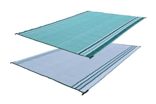 RV Patio Mat Motorhome Awning Mat Reversible Beach Mat Forest Green 9x12 (with Bag)
