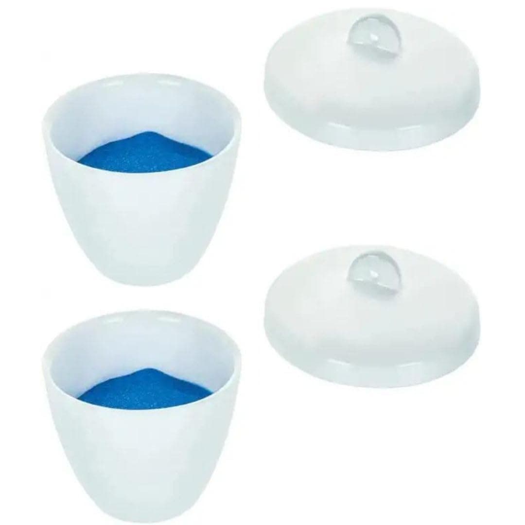 Porcelain Crucible with Lid | Pack of 2 Crucibles & 2 Lids | 50 ml | Heat Resistant Crucible for School, College & Laboratory Experiments