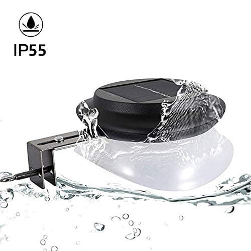 Leeyarlam Solar Gutter Lights Outdoor Solar Garden Lights Front Door Corridor Lighting Railing Deck Fence Pathway Doorway Front Door Solar Lights Bright White 4 Pack (Black)