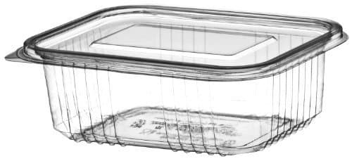 Monarch Glen 100 x Plastic Hinged Food Salad Containers 500cc, Practical, Transparent, Flip Top, Microwave Safe, Rectangular, 500ml
