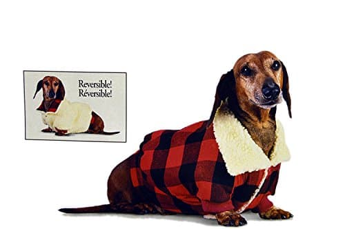 CozyPet Reversible Red Flannel/Sheepskin Dog Jacket (Large)
