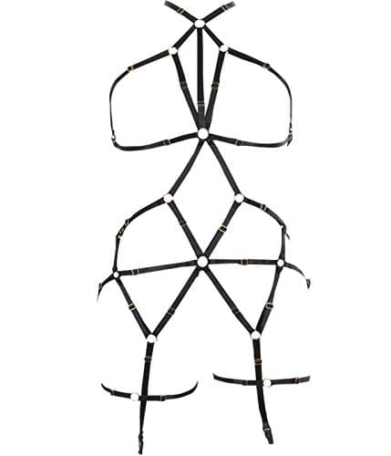 Gothic Harness Bra Straps Halloween for Women Body Caged Bra (J)
